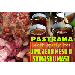 PASTRAMA domaće dimljeno proprženo meso zaliveno u mast  kofa od 2.5.kg