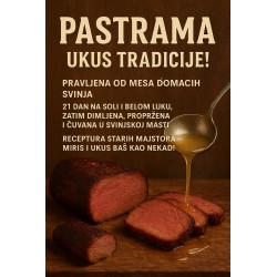 PASTRAMA domaće dimljeno proprženo meso zaliveno u mast  kofa od 5.kg