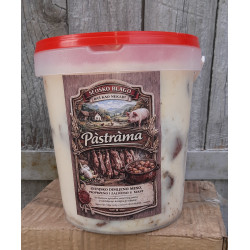 PASTRAMA domaće dimljeno proprženo meso zaliveno u mast  kofa od 5.kg